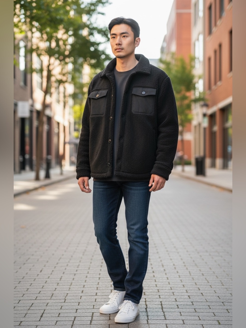 Banana Republic Black Sherpa Shirt Jacket